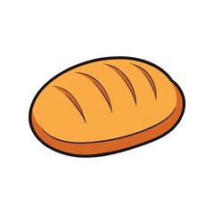Bread vector illustration. Fresh baked loaf drawing, food graphic, bakery element, artisan style, breakfast meal clipart

