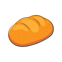 Bread vector illustration. Fresh baked loaf drawing, food graphic, bakery element, artisan style, breakfast meal clipart

