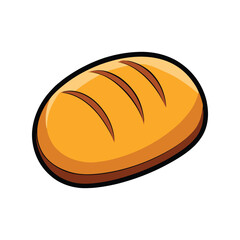Bread vector illustration. Fresh baked loaf drawing, food graphic, bakery element, artisan style, breakfast meal clipart

