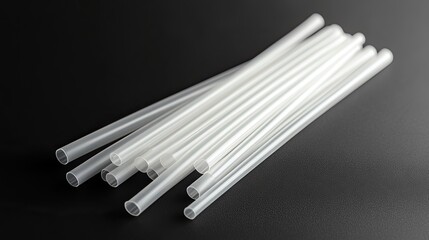 Perfect for environmentally responsible product designs, this white plastic drinking straw is isolated on a clear background.