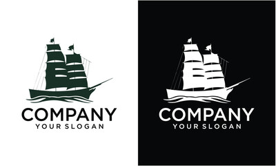Creative Ship Pirate Black template logo 