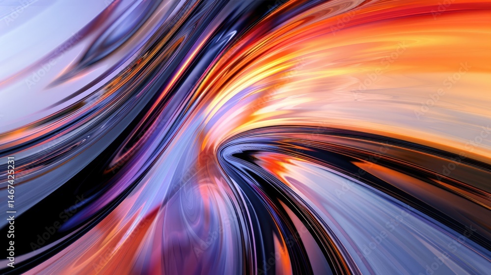 Poster abstract colorful swirling patterns with blue, purple, and orange hues. abstract image 3d rendering 