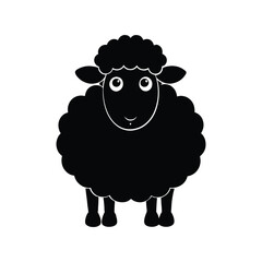 Sheep silhouette black vector illustration. standing lamb icon, farm animal graphic, livestock element