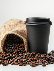 coffee beans and cup