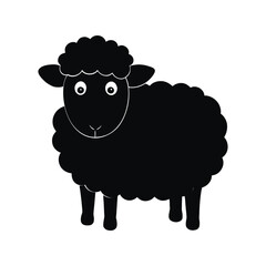 Sheep silhouette black vector illustration. standing lamb icon, farm animal graphic, livestock element
