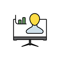 Remote Patient Monitoring Icon with Monitor and Graph.