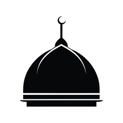 Mosque dome silhouette vector illustration. Islamic architecture, religious building, sacred dome, traditional design

