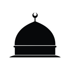 Mosque dome silhouette vector illustration. Islamic architecture, religious building, sacred dome, traditional design

