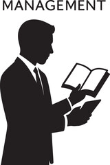 Business Management Silhouette – Professional Reading Notebook, Corporate Leadership Concept

