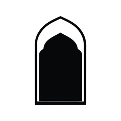 Islamic arch silhouette vector illustration. Traditional arabesque architectural frame, oriental doorway shape, design element