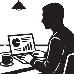 Business Management Silhouette – Professional Reading Notebook, Corporate Leadership Concept

