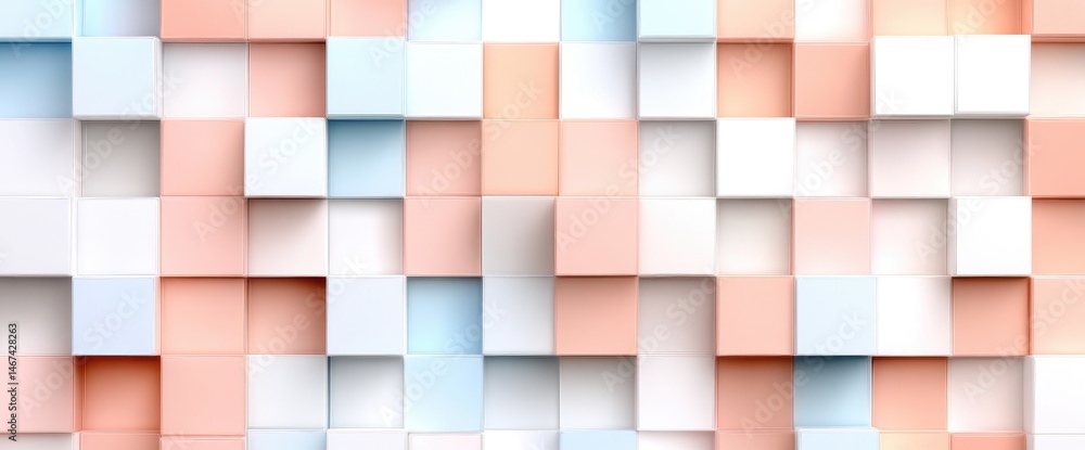 Poster abstract peach blue white cube grid modern background pattern texture design