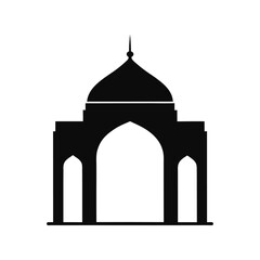 Mosque dome silhouette vector illustration. Islamic architecture, religious building, sacred dome, traditional design

