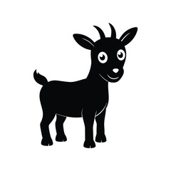 Goat silhouette vector illustration. Animal design, farm, nature, livestock, rural, wild, grazing, horned, mammal


