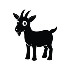 Goat silhouette vector illustration. Animal design, farm, nature, livestock, rural, wild, grazing, horned, mammal

