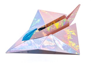 Iridescent Pink Paper Airplane Model