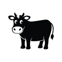 Cow silhouette vector illustration. Farm animal, livestock, rural, mammal, grazing, agriculture, nature, horns

