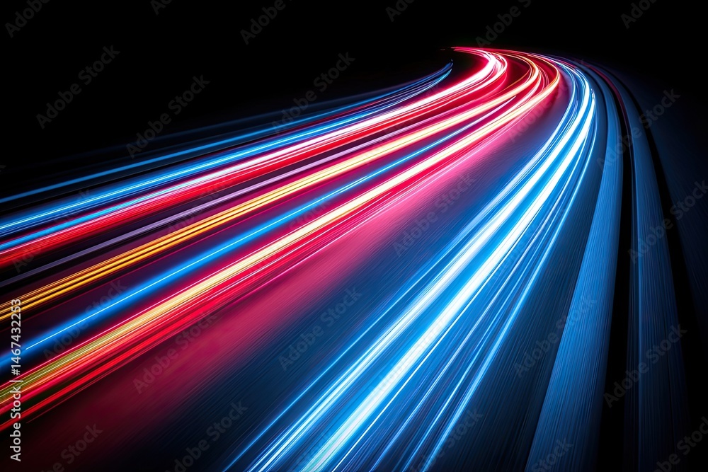 Poster a dynamic symphony of light abstract trails illuminating the darkness with vibrancy.