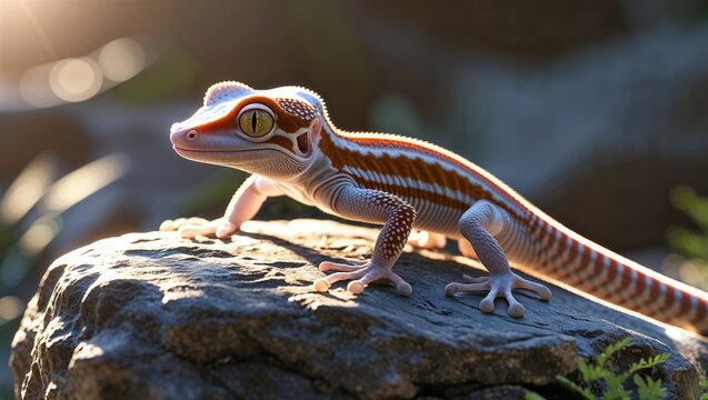 gecko on a rock under sunlight - Powered by Adobe