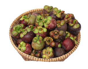 Mangosteen in basket on transparent background