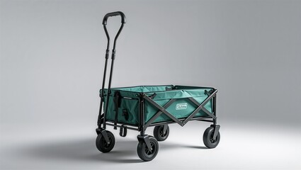 Photorealistic image of a folding utility wagon on a white background