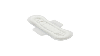 Isolated white sanitary pad against a transparent background creating a sense of clinical hygiene.