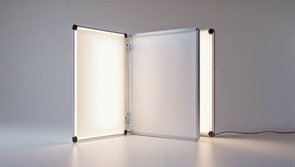 Photorealistic image of a foldable light panel with soft edge on a white background