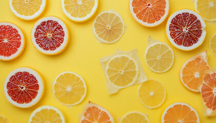 Obraz premium Citrus Slice on Yellow Background