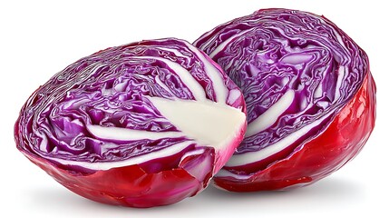 Juicy Red Cabbage Halves with Vibrant Veggie Closeup.