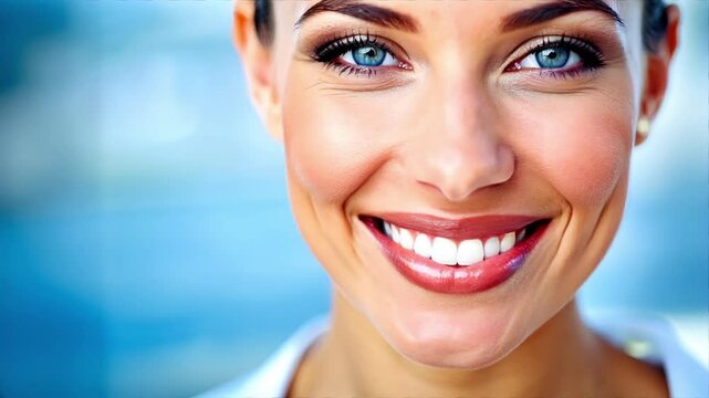 Confident Smile: Beautiful Woman with Bright White Teeth and Perfect Dental Aesthetics