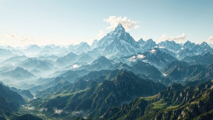 Mountain Scenery Illustration -  A Wide Angle Design Concept for Backgrounds
