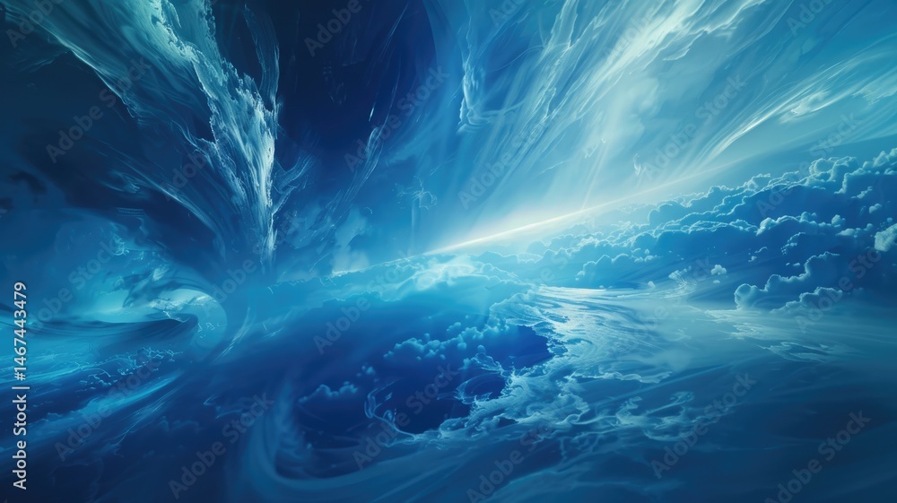 Poster abstract picture of wonderful blue wave in nebula style design connect and flow express energy dynam