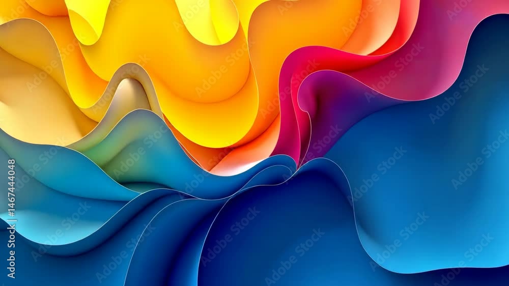 Poster mesmerizing flow of vibrant hues a kaleidoscope of abstract waves in motion