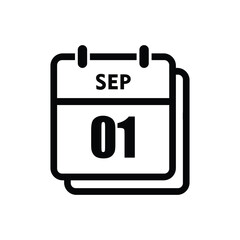 calender icon, 01 september icon with white background