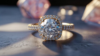 Fototapeta premium Photorealistic image of a diamond engagement ring