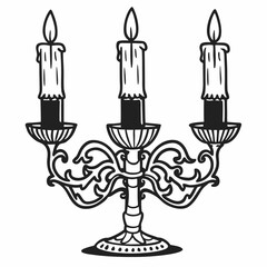 vector illustration of a vintage triple candlestick with candles 