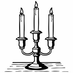 vector illustration of a vintage triple candlestick with candles 