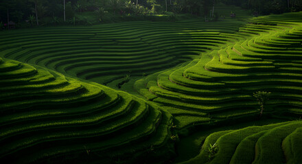 Green Rice Terraces Agriculture Scenery Landscape Farming