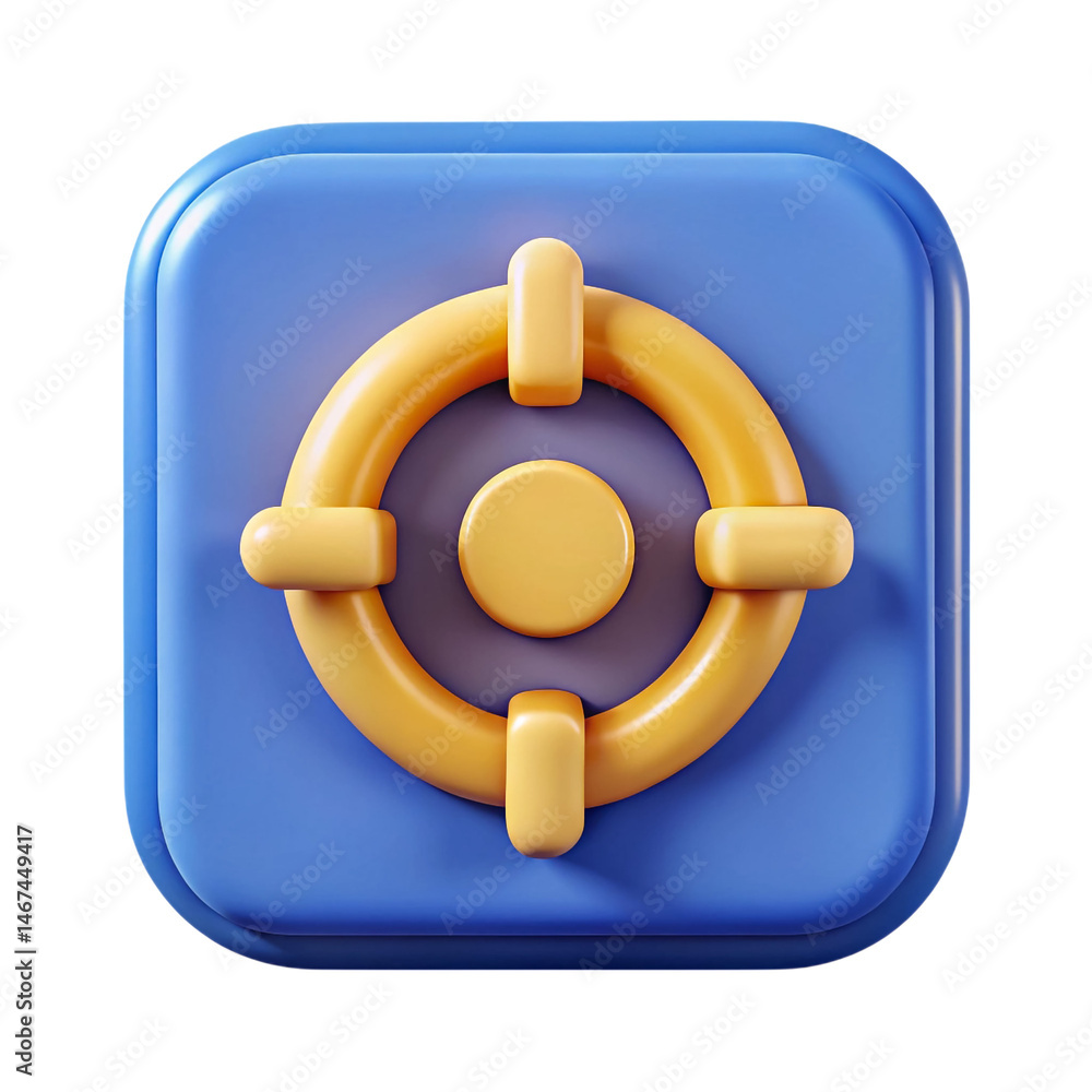 Poster stunning 3d target icon blue and gold on transparent background perfect for app design game ui and w