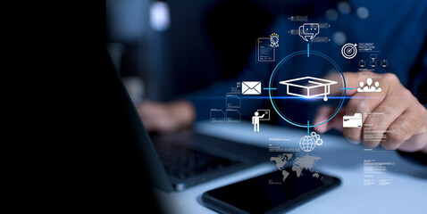 Online education concept Online learning offers courses education enabling students study anytime anywhere while gaining valuable knowledge developing new skills through innovative digital platforms