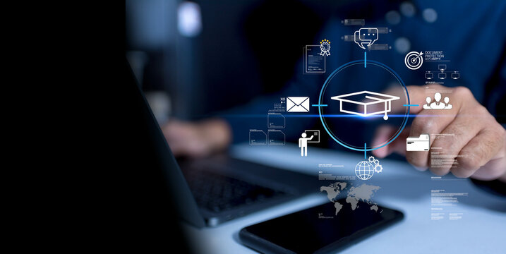 Online education concept Online learning offers courses education enabling students study anytime anywhere while gaining valuable knowledge developing new skills through innovative digital platforms