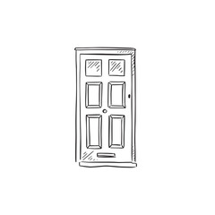 A classic front door drawn by hand.