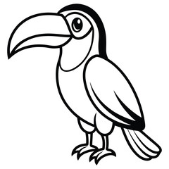 Black and White Toucan simple mascot  design on white background