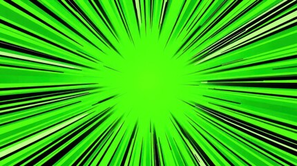 Vibrant green and black radiating lines converging at a central point, creating a dynamic, speed-like effect