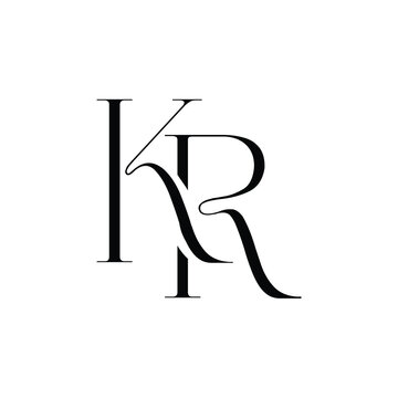 KR monogram logo design letter text name symbol monochrome logotype alphabet character simple logo