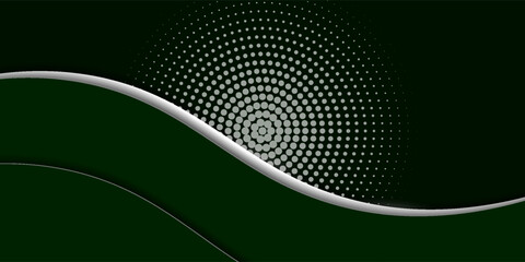 Obraz premium Abstract green wavy background with white line and dots halftone . Vector EPS 10