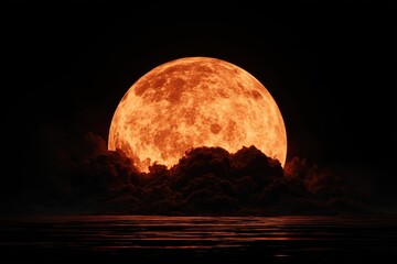 Blood Moon over Dark Clouds