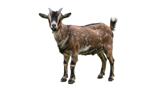 Isolated goat image with transparent background, perfect for creative projects that call for a touch of natural charm and symbolic representation, a rustic animal with a rich history.