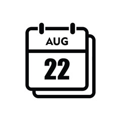 calender icon, 22 august icon with white background