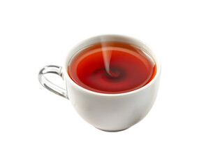 A steaming cup of tea on a transparent background